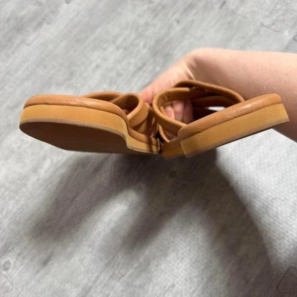 Madewell Leather Criss Cross Slide Sandals Women's 8.5 Color Tan - Picture 7 of 8